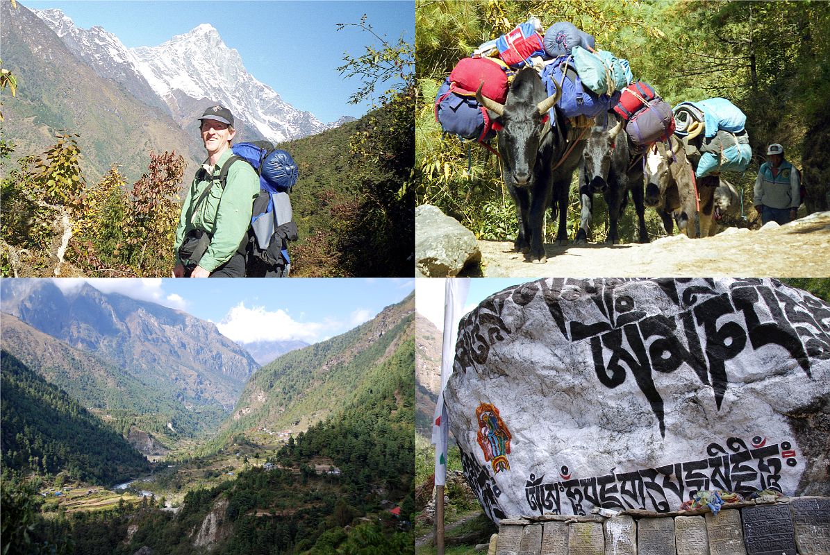 Lukla To Namche Bazaar 12 Lukla To Thado Kosi - Jerome Ryan, Yaks, View Up Valley, First Mani Stone